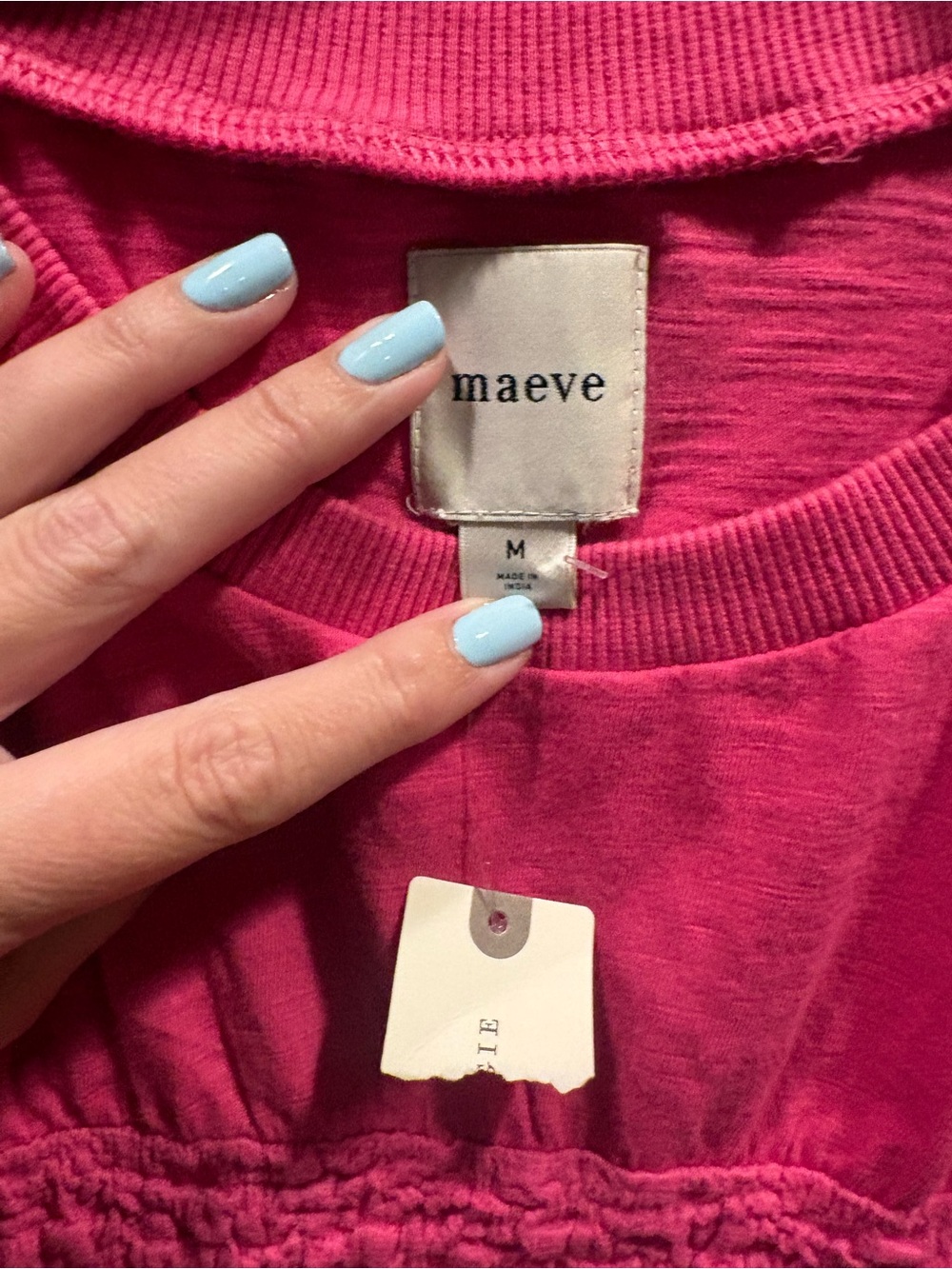 Maeve Hot Pink Short Sleeve Textured Tee - Picture 3 of 5
